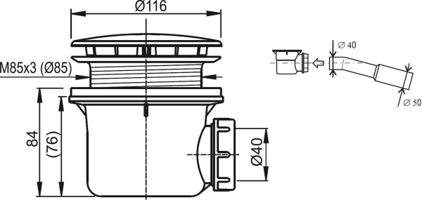 сифон для поддона ravak standard 90 x01314 хром