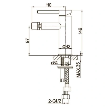 смеситель caprigo don 53-030-ner для биде, без донного клапана, черный матовый