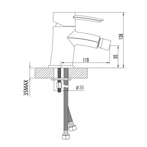 смеситель lemark atlantiss lm3208c для биде, без донного клапана, хром