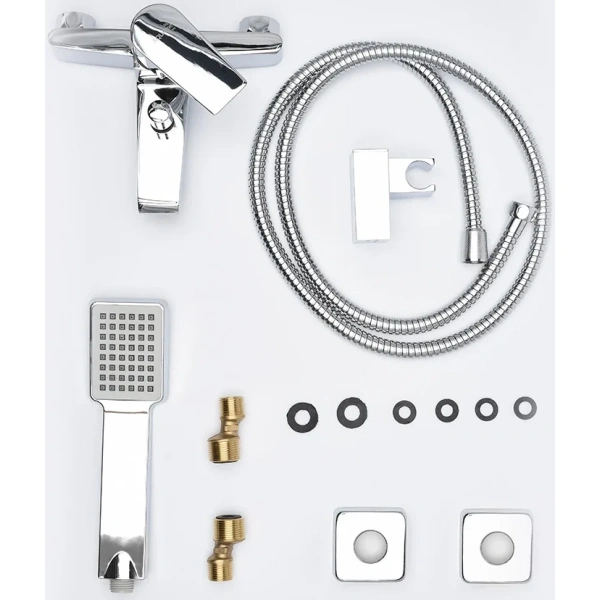 смеситель для ванны aquame prato aqmp6122 с душевым гарнитуром, хром