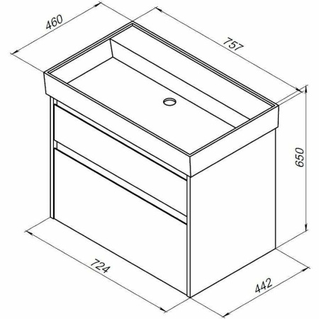 тумба с раковиной aquanet nova lite 75 245245 подвесная дуб рошелье