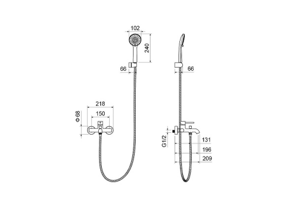 смеситель для ванны aquatek европа aq1349bgm цвет оружейная сталь
