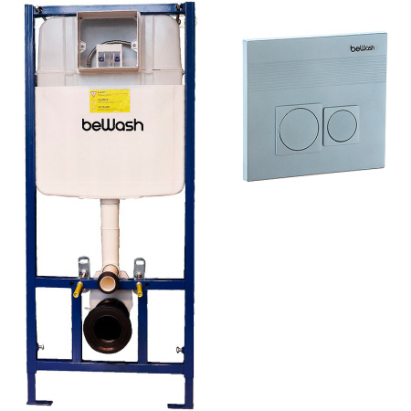 Инсталляция beWash BW74 K500RZVP0200MKK00000 для унитаза, с клавишей смыва хром матовый