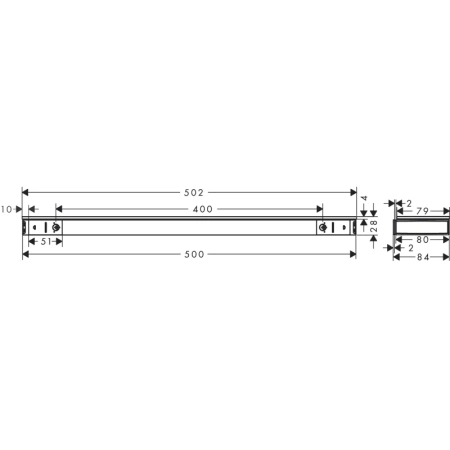 полка 50,2 см hansgrohe rainfinity 500 26844700