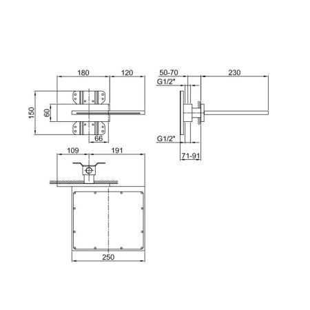верхний душ с функцией водопада fantini milano 86 93 8043b цвет: матовая натуральная сталь
