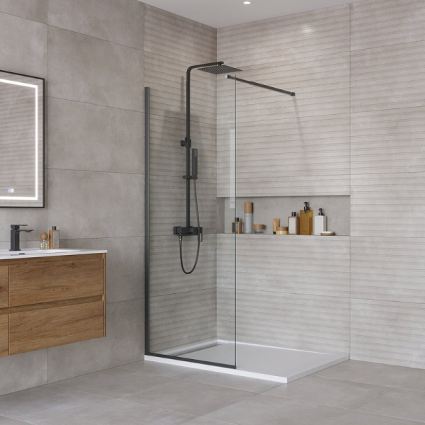 душевая перегородка belbagno kraft 120 kraft-l-1-120-c-cr профиль хром стекло прозрачное