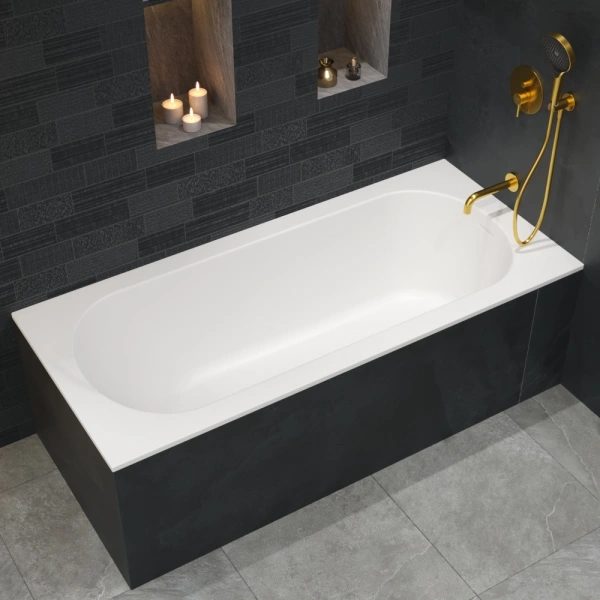 ванна whitecross gin 0217.180080.200 встраиваемая, с регулируемыми ножками и сифоном, композит, 180x80 см, белая матовая