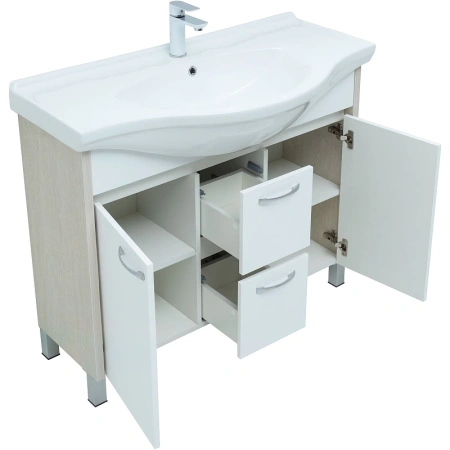 тумба под раковину aquanet донна 100 белый дуб/ белый, 00274164