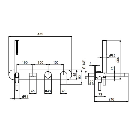 смеситель для ванны fantini mare 51 02 v021b