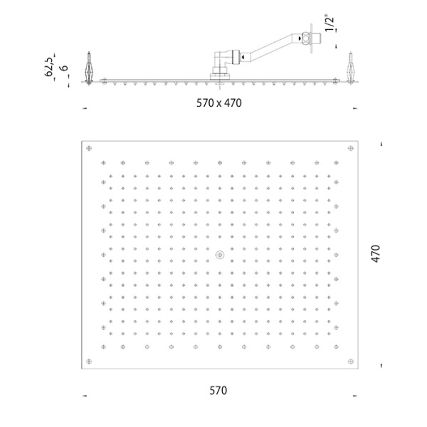 верхний душ bossini rectangular i01608.030 хром