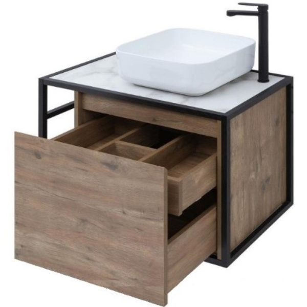 тумба под раковину aquanet nova lite loft 75l 261658 подвесная дуб рустикальный