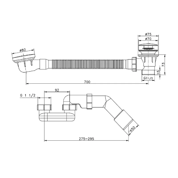 слив-перелив raglo r600 r600.31.03 32 мм, клик-клак, золотой сатин, с функцией наполнения ванны