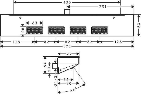 боковой душ hansgrohe rainfinity 500 1jet с полкой, хром