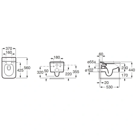 унитаз подвесной roca inspira square 346537000