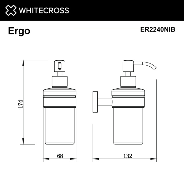 Дозатор для жидкого мыла Whitecross Ergo ER2240NIB настенный, брашированный никель