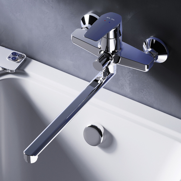 смеситель am.pm gem f90a90000 для ванны с душем, универсальный, хром