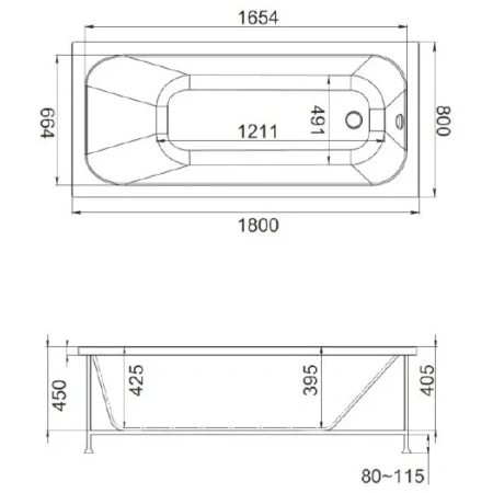Акриловая ванна Jacob Delafon Trocadero E6D355RU-00 180x80 см, белый