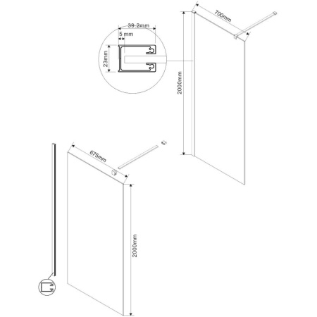 неподвижная перегородка 70 см vincea walk-in vsw-1h700cl прозрачное