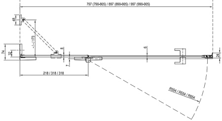 набор крепежей для душевой двери ravak brilliant l d01000a086 хром