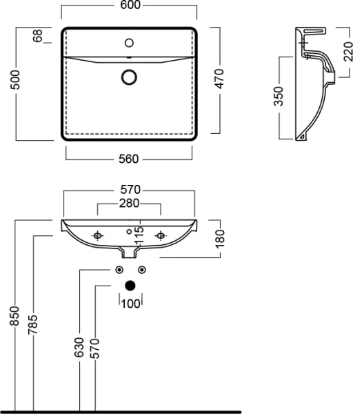 раковина hatria canalgrande y1ej01 60 см
