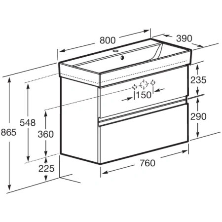 тумба белый глянец 76 см roca oleta a857640806