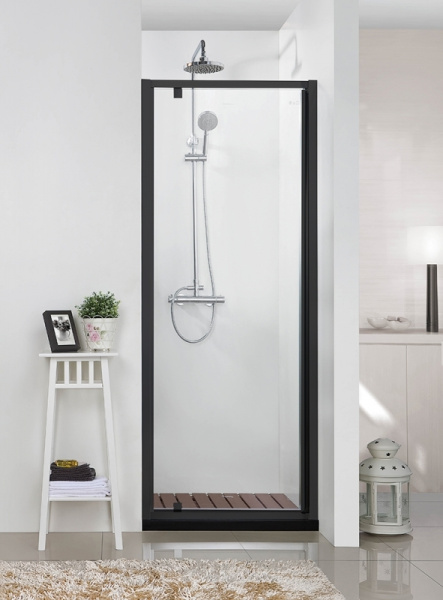 душевая дверь в нишу bravat black line 90 bd100.4111b профиль черный, стекло прозрачное