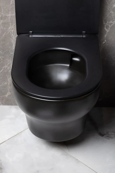 унитаз подвесной boheme fiore 978-set-b безободковый, торнадо, с сиденьем микролифт, черный матовый