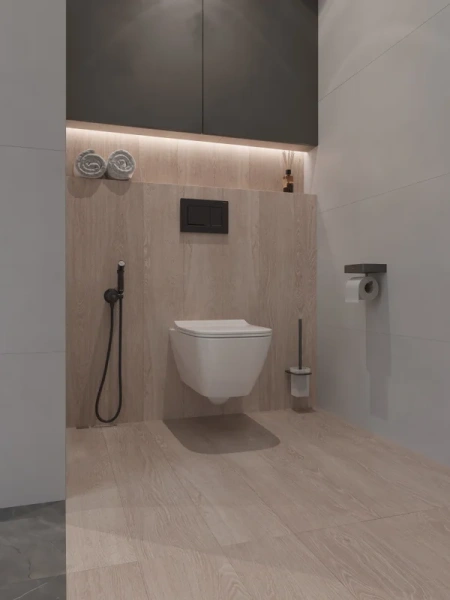 Держатель туалетной бумаги AM.PM Inspire 2.0 AA50A341522 с полкой для телефона и контейнером, черный