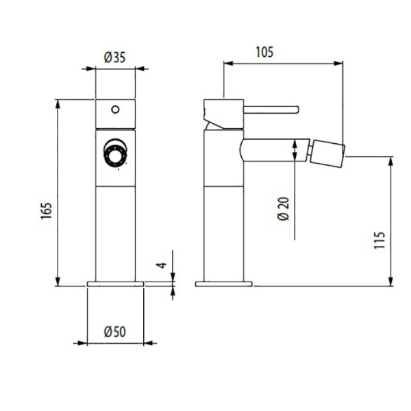 bossini bossini inox однорычажный смеситель для биде на 1 отв., из нержавеющей стали без донного клапана, цвет: сатинированная сталь