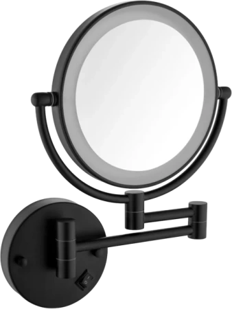 Косметическое зеркало Timo Saona 13376/03 с подсветкой, двухстороннее, телескопическое, поворотное, черное
