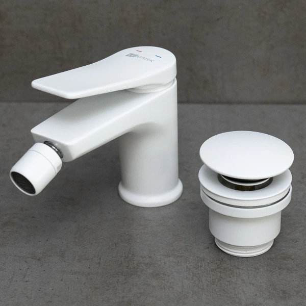 смеситель lemark bronx lm3708mw для биде, с донным клапаном, белый матовый