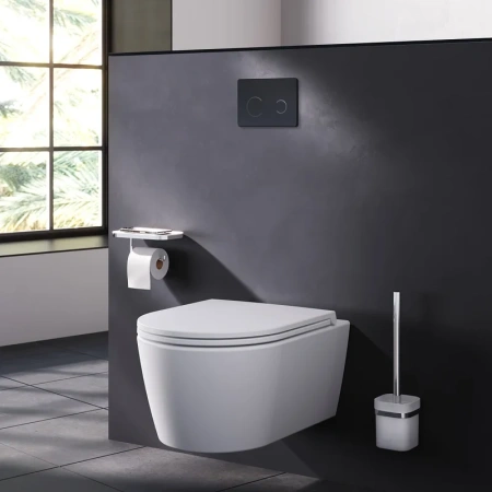 клавиша для инсталляции am.pm touchless pro i0450b38 для унитаза, пластик, стекло, черная глянцевая