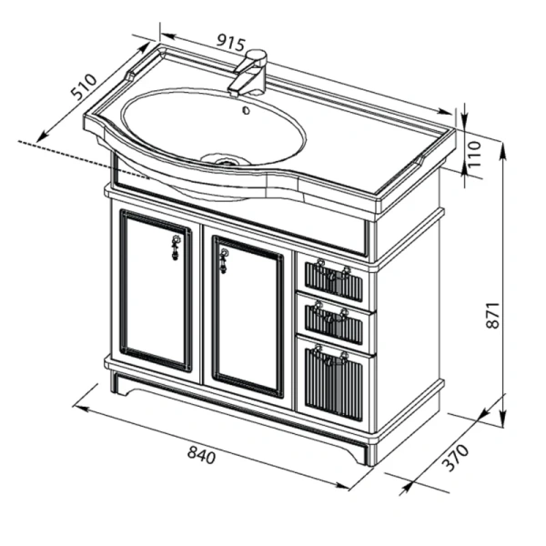 раковина полувстраиваемая aquanet shenxin 90 l 9116a