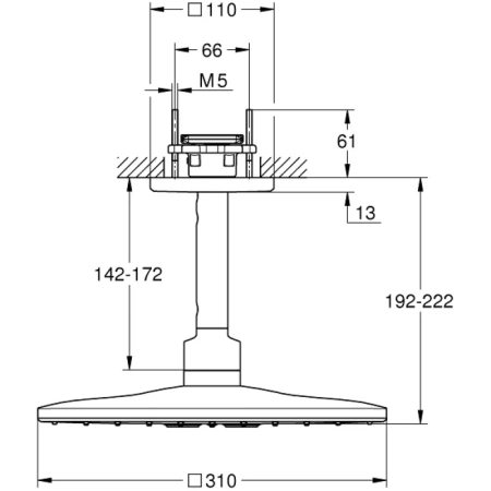 верхний душ hansgrohe raindance 260 1jet ecosmart 26481000