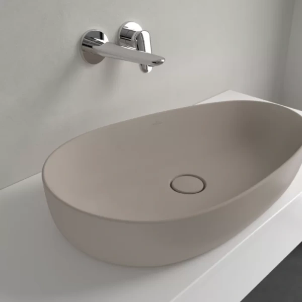 раковина villeroy & boch antao 4a7465am накладная, 65x40 см, almond с покрытием ceramicplus