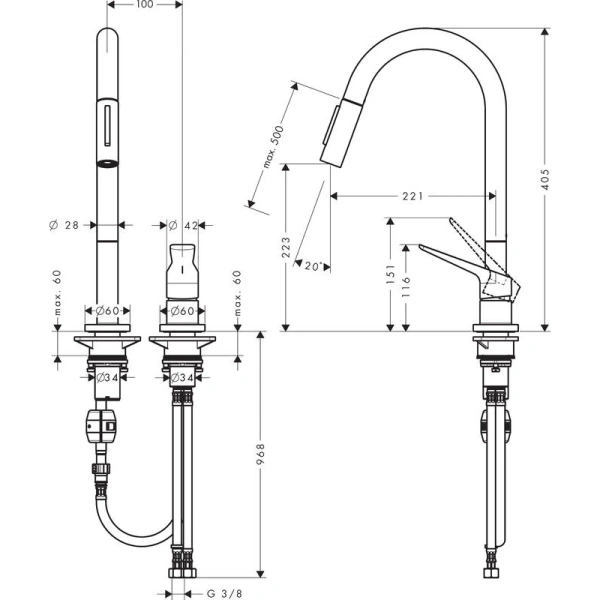 смеситель для кухни axor citterio m 34822000